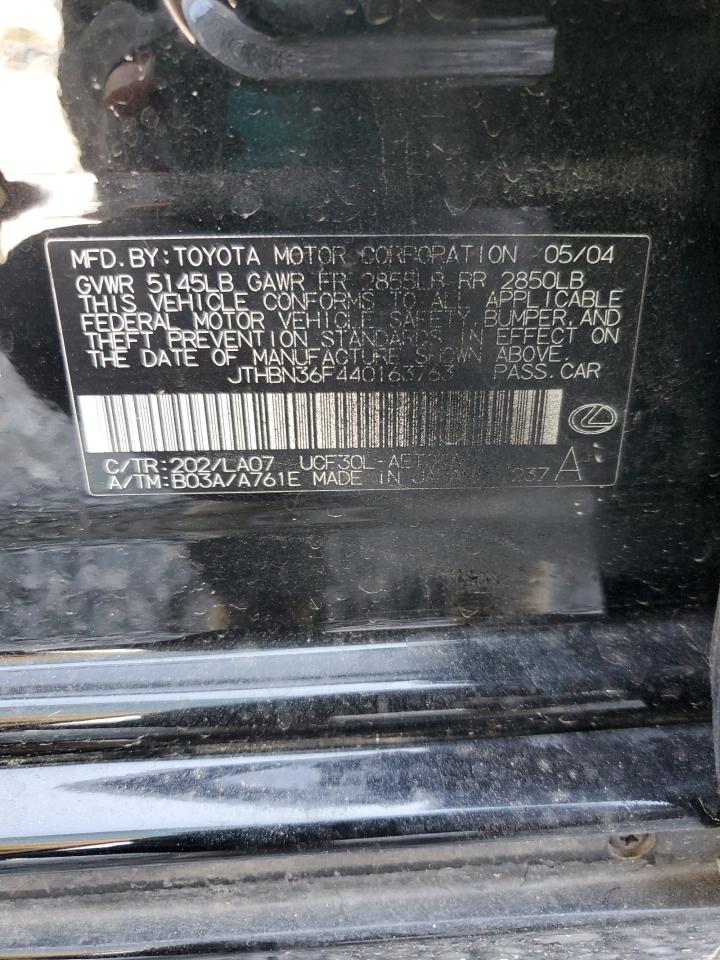 2004 Lexus Ls 430 VIN: JTHBN36F440163763 Lot: 80382205