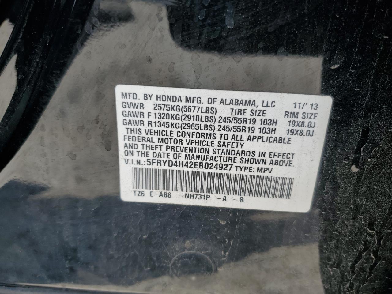 2014 Acura Mdx Technology VIN: 5FRYD4H42EB024927 Lot: 80705755