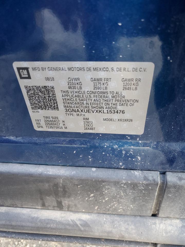 2019 Chevrolet Equinox Lt VIN: 3GNAXUEVXKL153476 Lot: 71776615