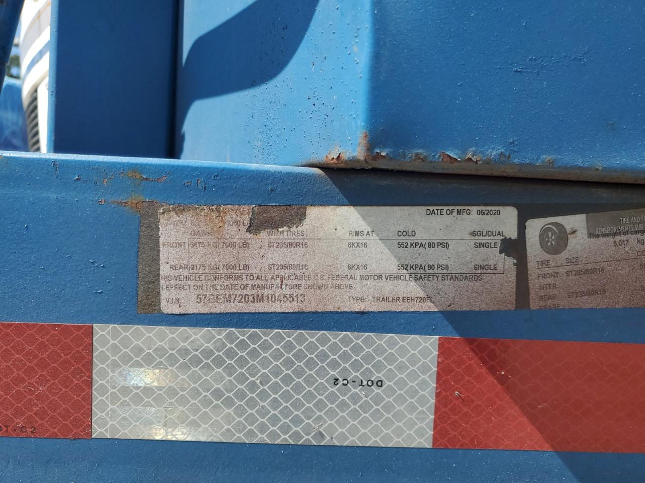 2021 Caliber Eeh720Fl Equipment Trailer VIN: 57BEM7203M1045513 Lot: 81513825