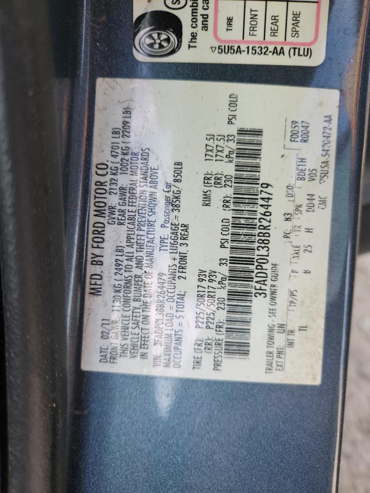 2011 Ford Fusion Hybrid VIN: 3FADP0L38BR264479 Lot: 84436645