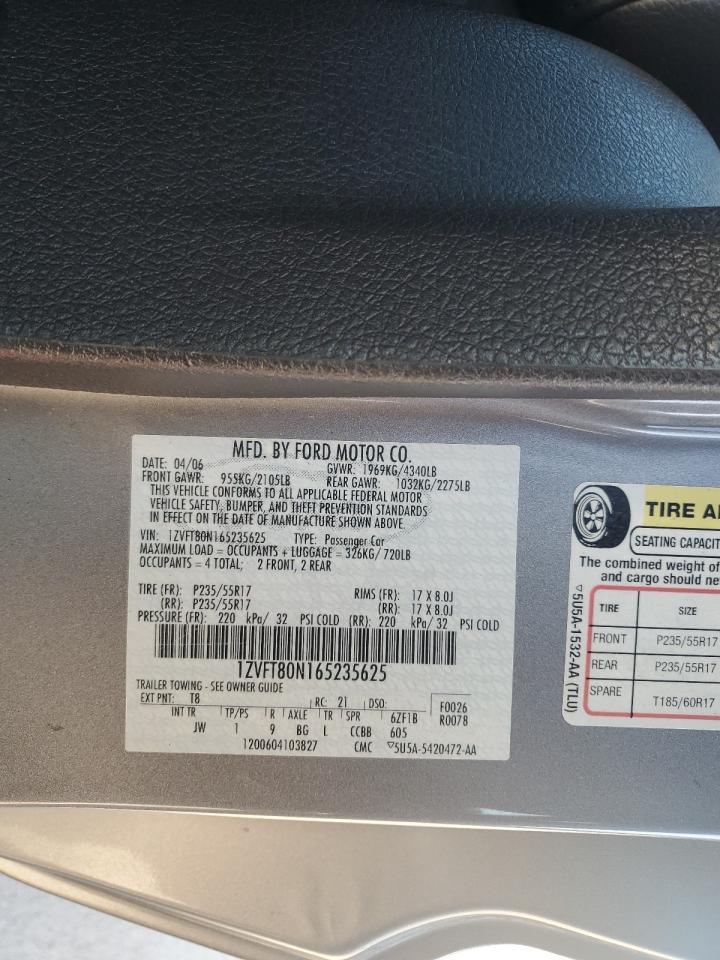 2006 Ford Mustang VIN: 1ZVFT80N165235625 Lot: 80173955