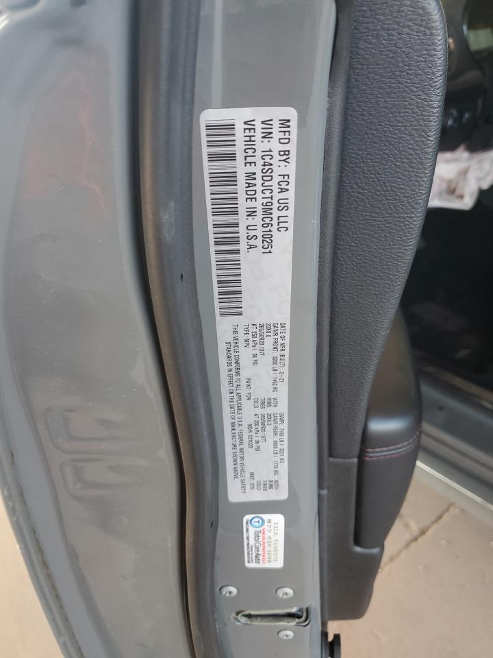 2021 Dodge Durango R/T VIN: 1C4SDJCT9MC610251 Lot: 80589905