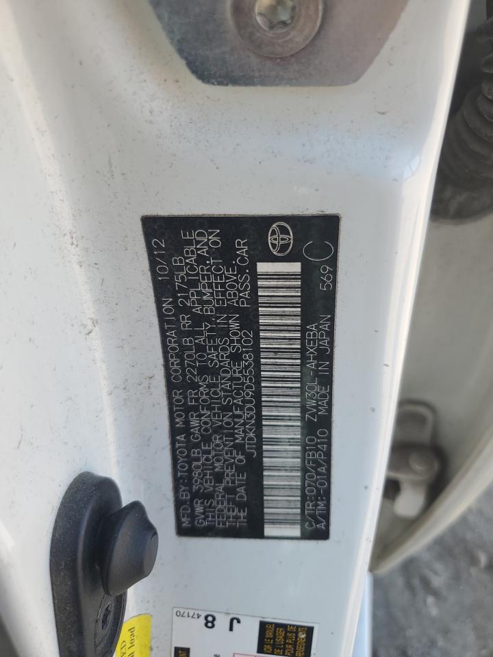 2013 Toyota Prius VIN: JTDKN3DU9D5538102 Lot: 71549695