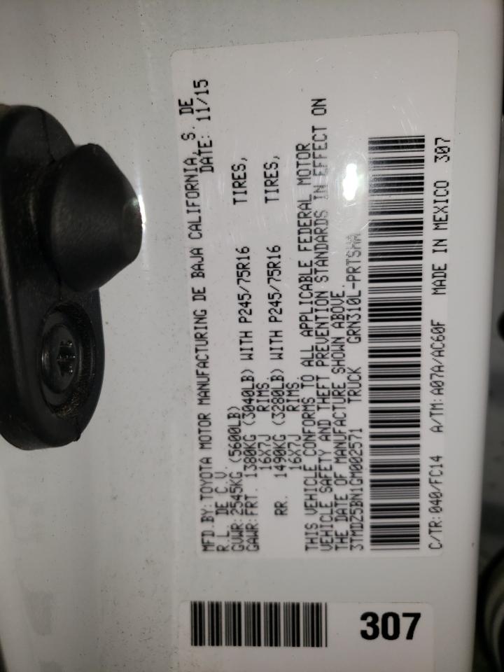 2016 Toyota Tacoma Double Cab VIN: 3TMDZ5BN1GM002571 Lot: 71727405