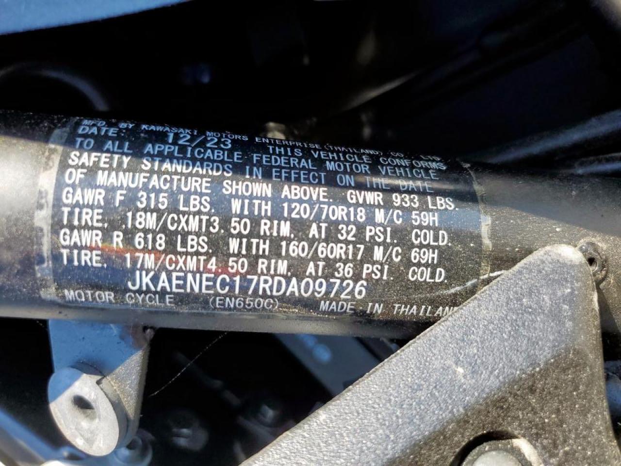 2024 Kawasaki En650 C VIN: JKAENEC17RDA09726 Lot: 84009395