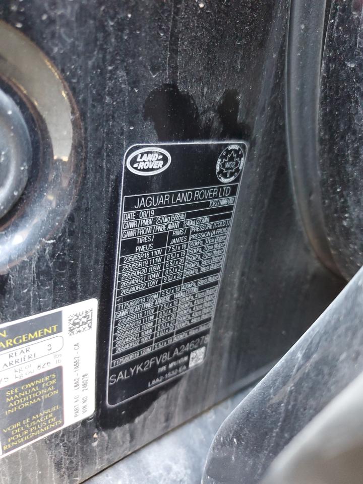 2020 Land Rover Range Rover Velar R-Dynamic S VIN: SALYK2FV8LA246278 Lot: 81653565