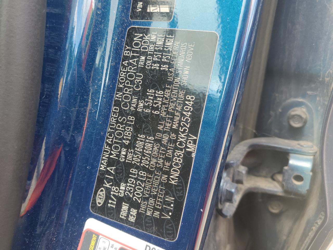 2019 Kia Niro Fe VIN: KNDCB3LCXK5254948 Lot: 70923325