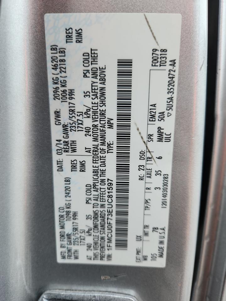 2014 Ford Escape S VIN: 1FMCU0F73EUC81597 Lot: 81425215