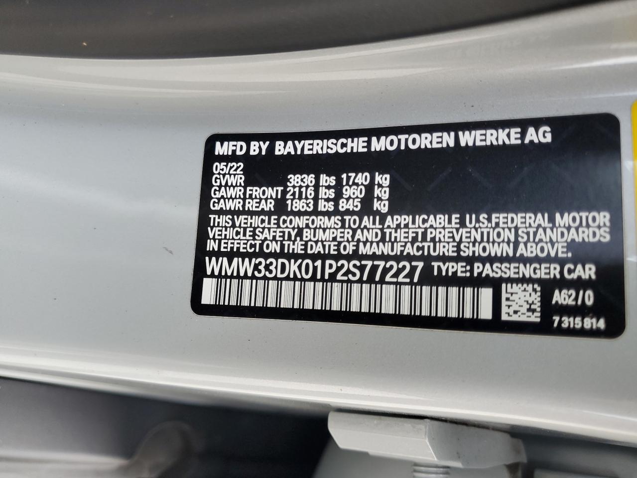 2023 Mini Cooper VIN: WMW33DK01P2S77227 Lot: 80362525