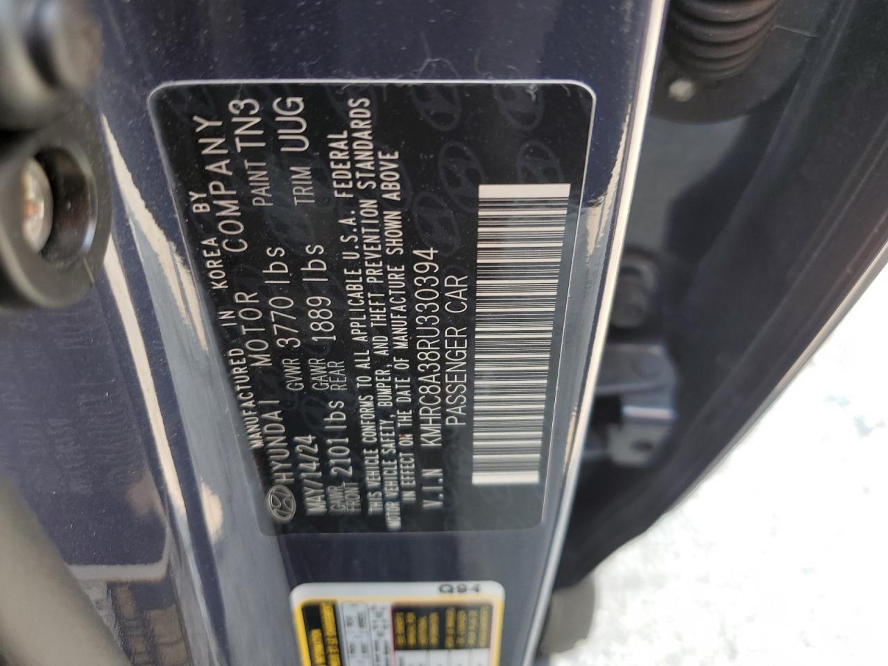 2024 Hyundai Venue Sel VIN: KMHRC8A38RU330394 Lot: 71547465