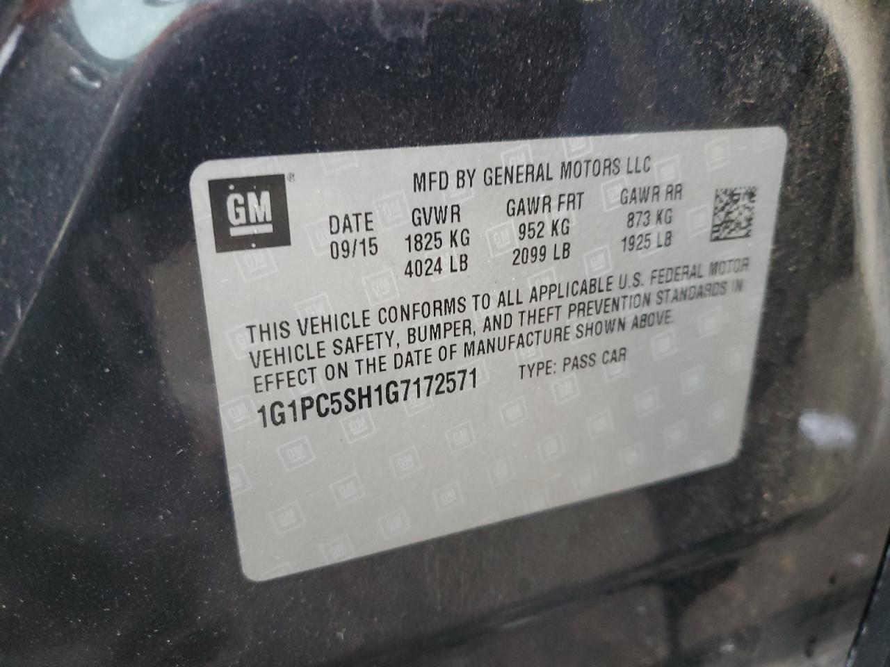 2016 Chevrolet Cruze Limited Ls VIN: 1G1PC5SH1G7172571 Lot: 81046395