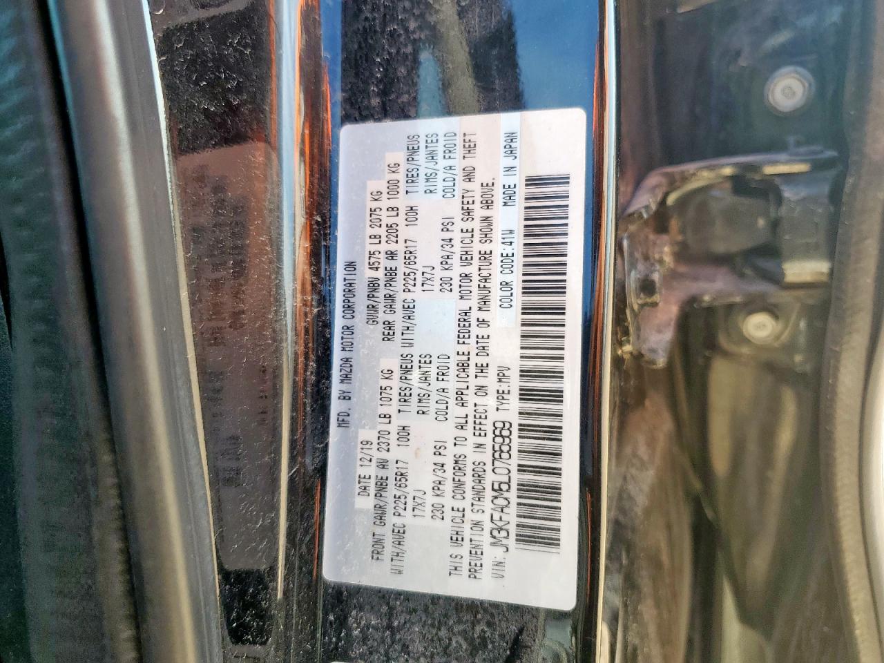 2020 Mazda Cx-5 Touring VIN: JM3KFACM5L0765969 Lot: 71211645