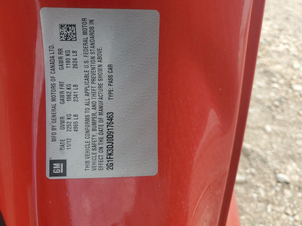 2013 Chevrolet Camaro 2Ss VIN: 2G1FK3DJ0D9176463 Lot: 81691785