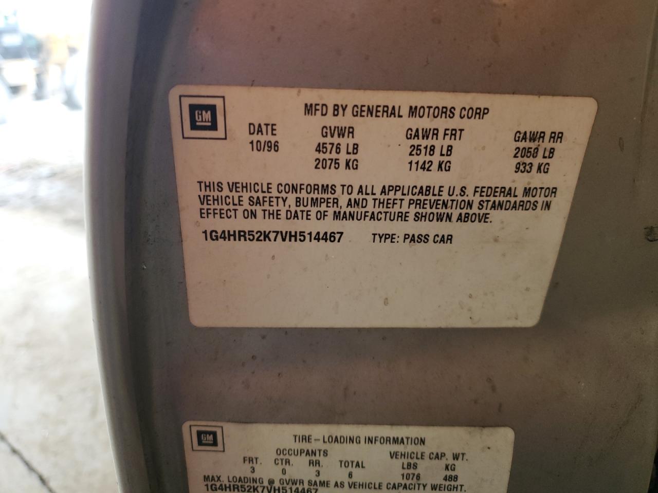 1997 Buick Lesabre Limited VIN: 1G4HR52K7VH514467 Lot: 80894085