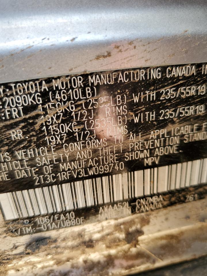 2020 Toyota Rav4 Xle Premium VIN: 2T3C1RFV3LW099740 Lot: 70883615