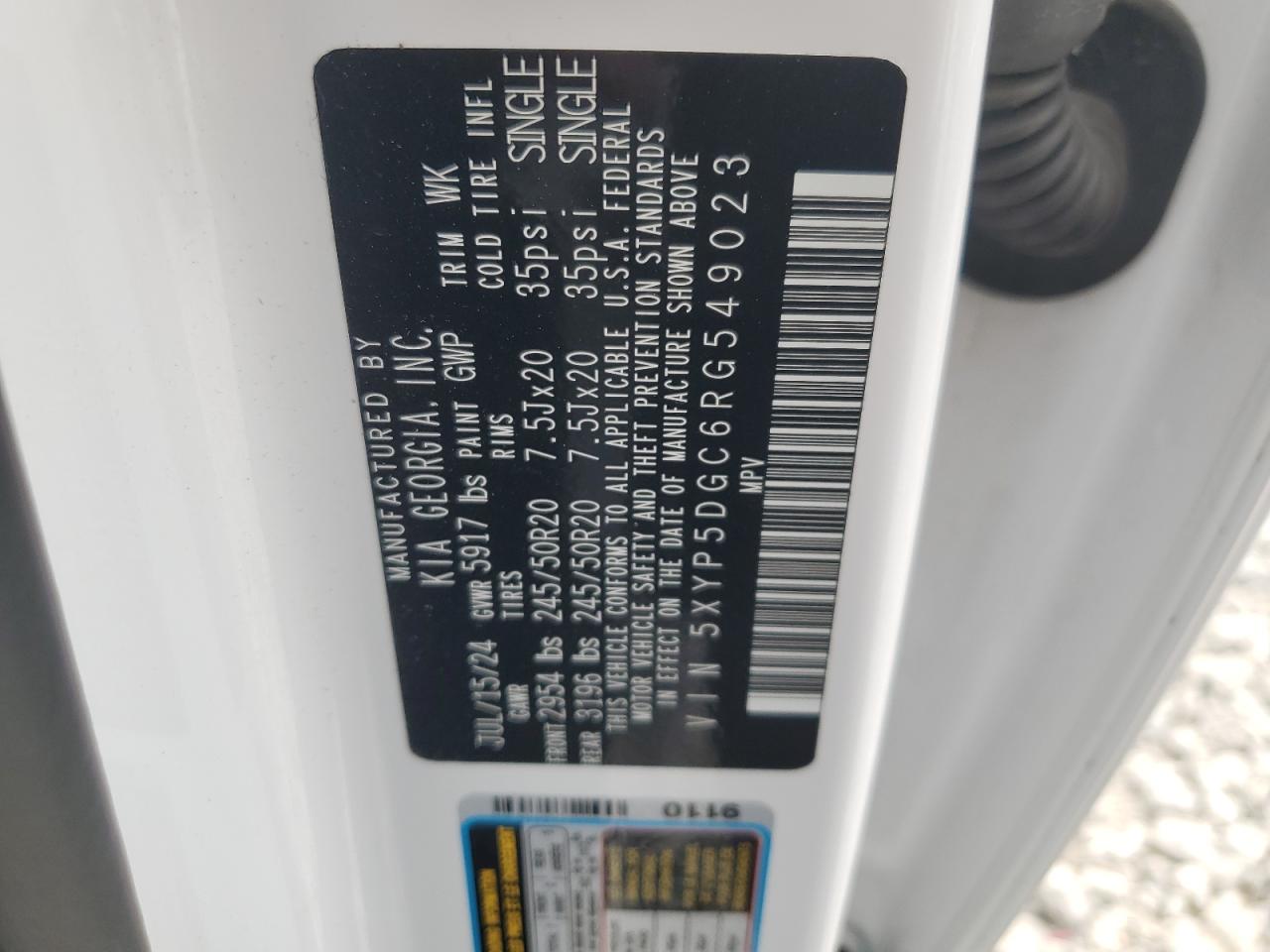 2024 Kia Telluride Sx VIN: 5XYP5DGC6RG549023 Lot: 81596325