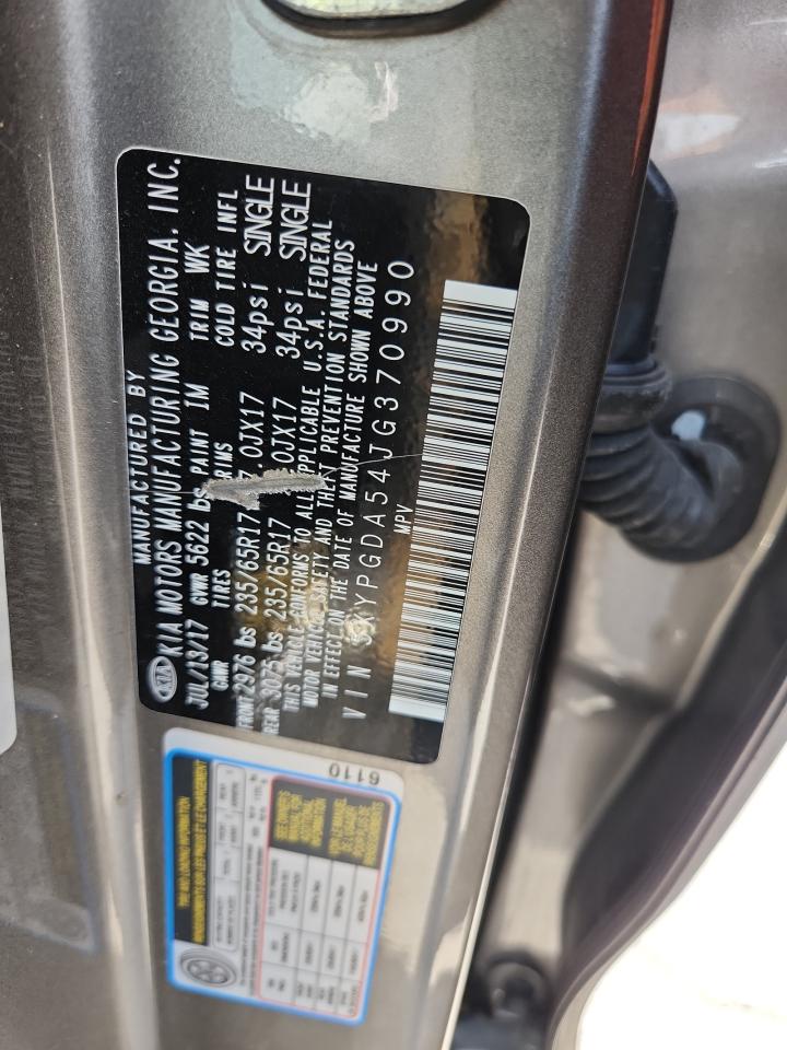 2018 Kia Sorento Lx VIN: 5XYPGDA54JG370990 Lot: 70878555