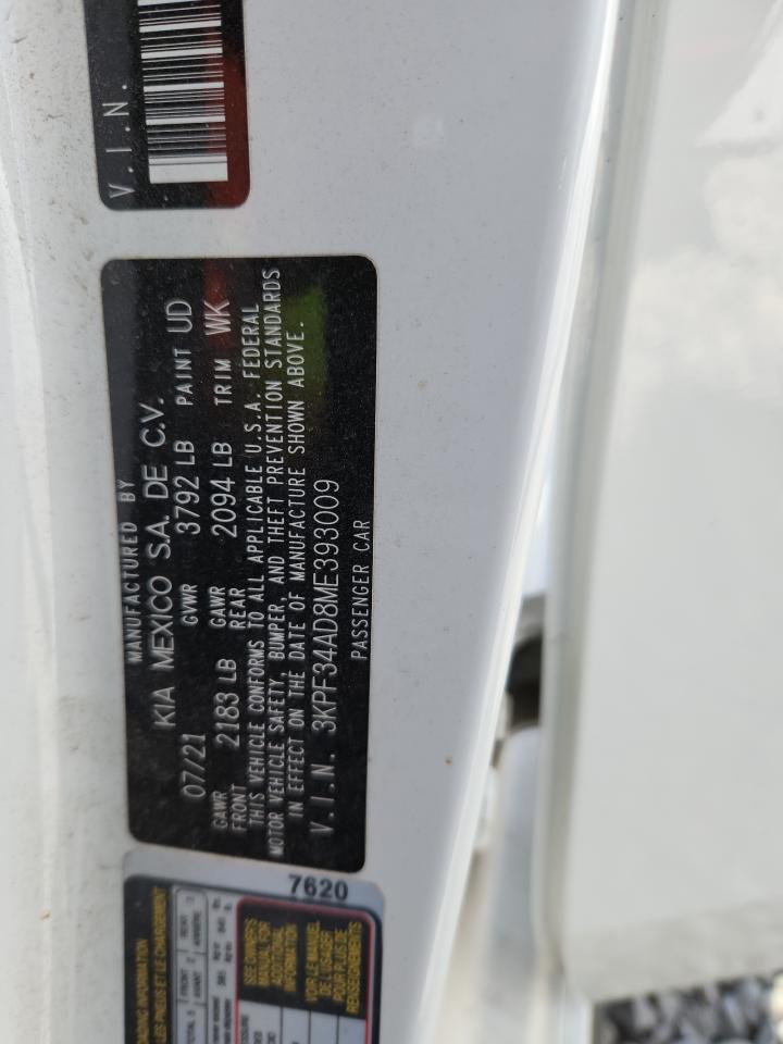 2021 Kia Forte Gt Line VIN: 3KPF34AD8ME393009 Lot: 80157425