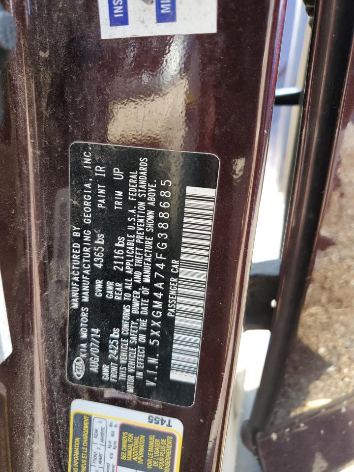 2015 Kia Optima Lx VIN: 5XXGM4A74FG388685 Lot: 71215895