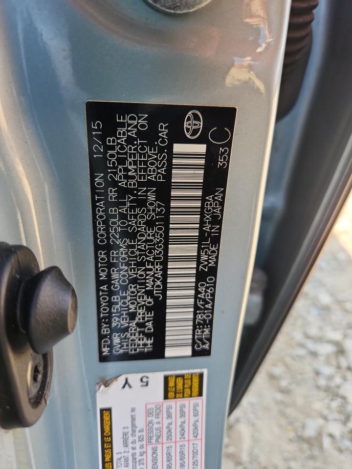 2016 Toyota Prius VIN: JTDKARFU3G3501137 Lot: 81007735