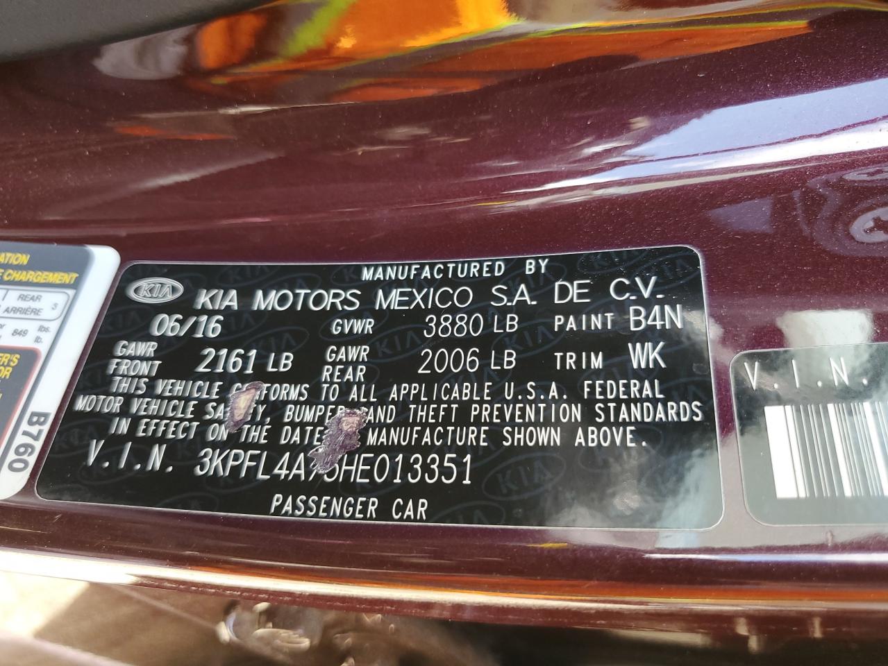 2017 Kia Forte Lx VIN: 3KPFL4A75HE013351 Lot: 70925875