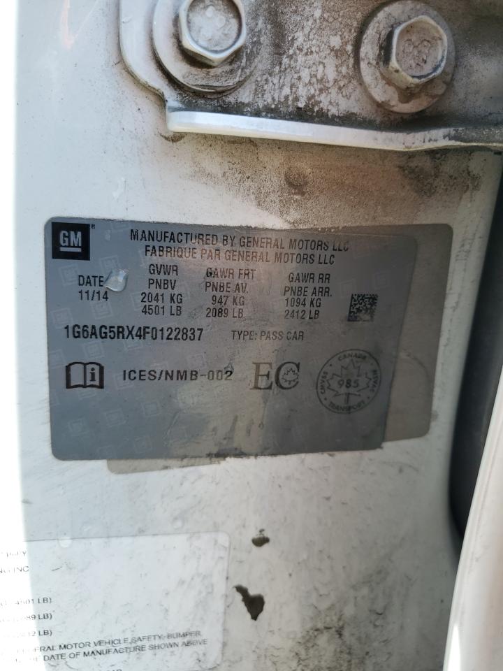 2015 Cadillac Ats VIN: 1G6AG5RX4F0122837 Lot: 80126245