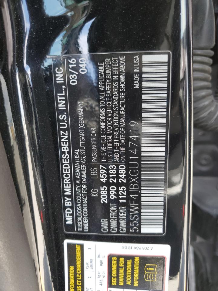 2016 Mercedes-Benz C 300 VIN: 55SWF4JBXGU147419 Lot: 87251545