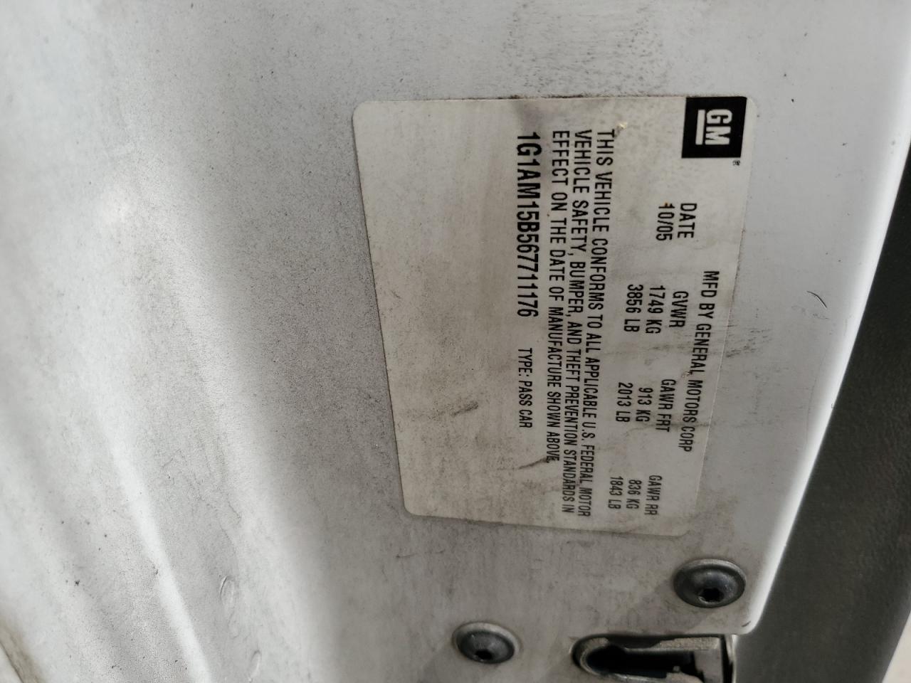 2006 Chevrolet Cobalt Ss VIN: 1G1AM15B567711176 Lot: 71504185