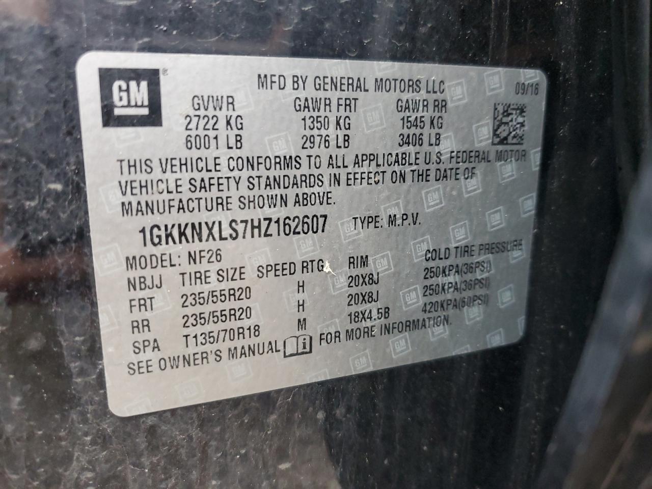 2017 GMC Acadia Denali VIN: 1GKKNXLS7HZ162607 Lot: 80636345