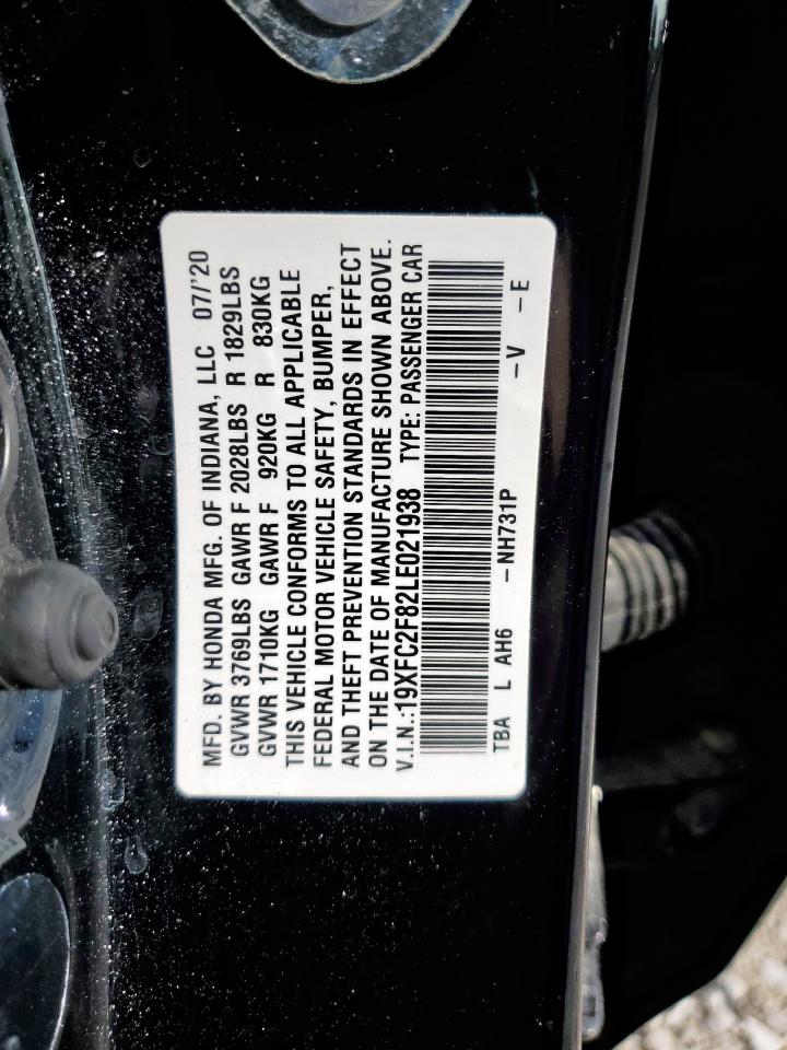 2020 Honda Civic Sport VIN: 19XFC2F82LE021938 Lot: 83853275