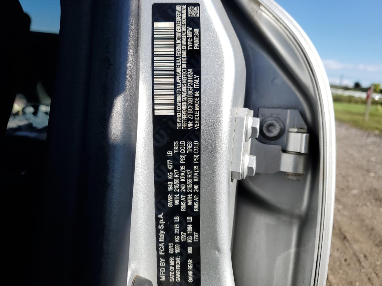 2016 Fiat 500X Easy VIN: ZFBCFXBT8GP381824 Lot: 71881325