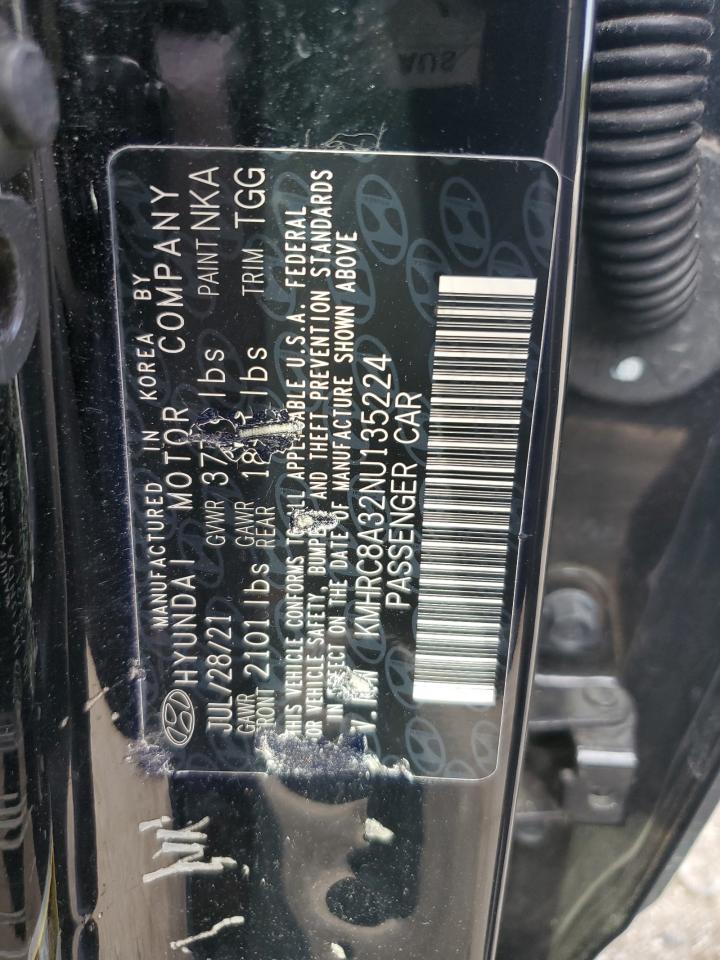 2022 Hyundai Venue Sel VIN: KMHRC8A32NU135224 Lot: 80641955