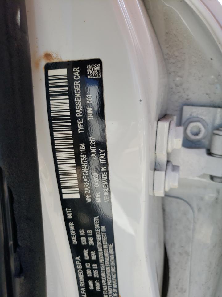 2017 Alfa Romeo Giulia Ti VIN: ZARFAECN4H7551164 Lot: 81303755