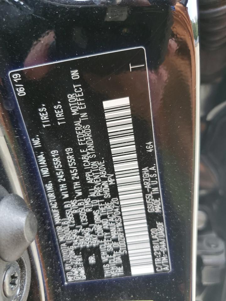 2019 Toyota Highlander Limited VIN: 5TDDZRFH1KS704720 Lot: 81817965