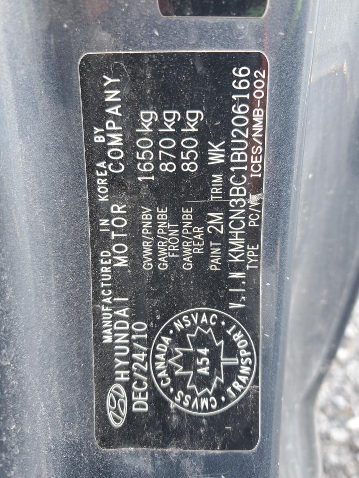 2011 Hyundai Accent Se VIN: KMHCN3BC1BU206166 Lot: 82101005