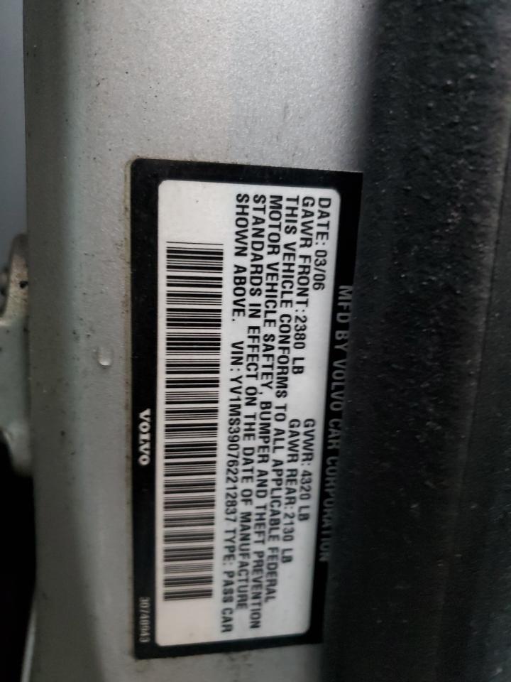 2006 Volvo S40 2.4I VIN: YV1MS390762212837 Lot: 81363095