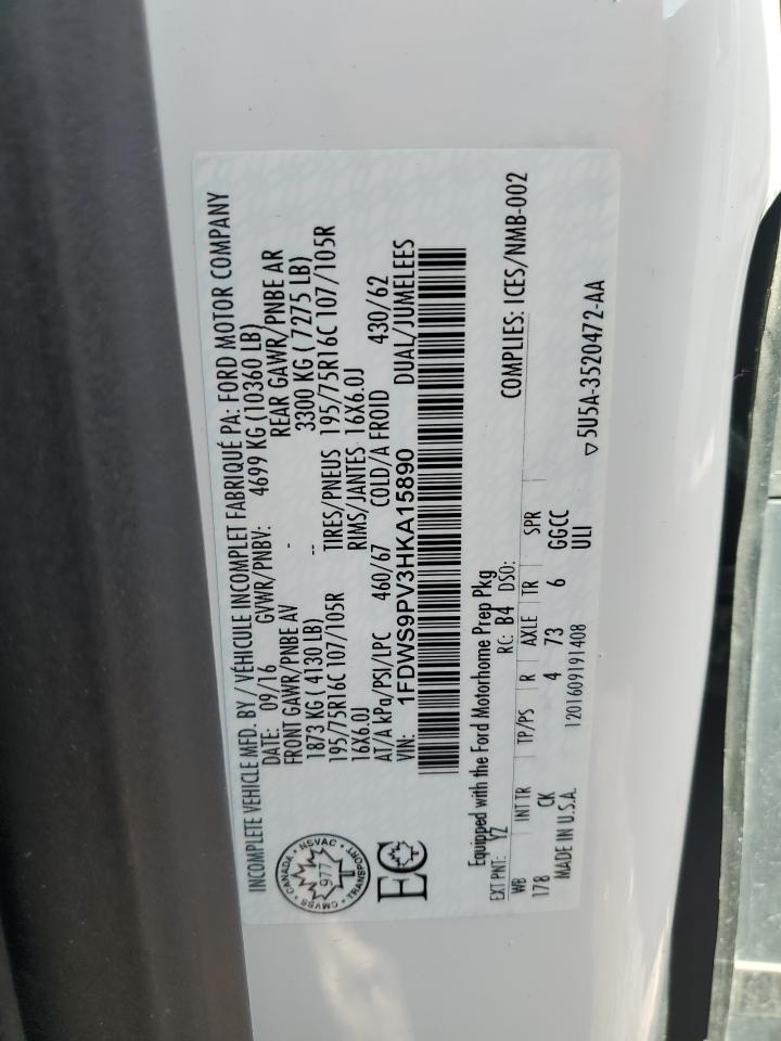 2017 Ford Transit T-350 Hd VIN: 1FDWS9PV3HKA15890 Lot: 81764275