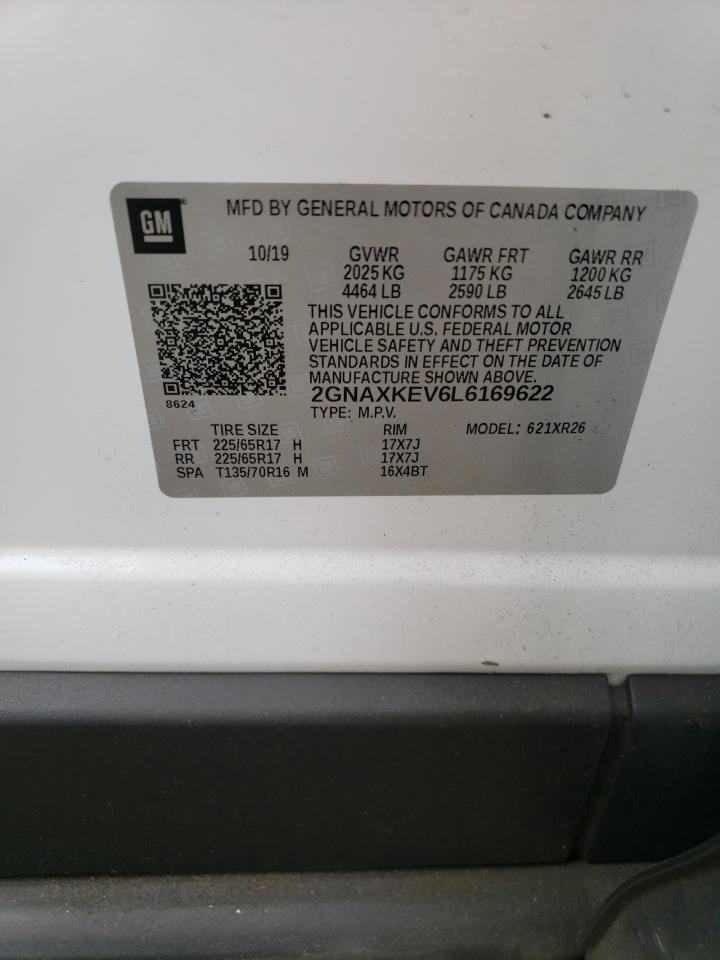 2020 Chevrolet Equinox Lt VIN: 2GNAXKEV6L6169622 Lot: 71659155