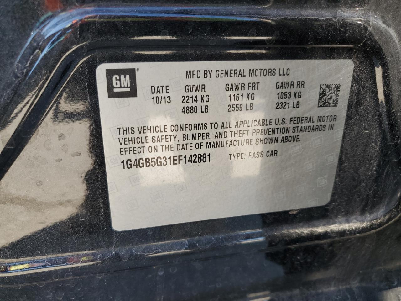 2014 Buick Lacrosse VIN: 1G4GB5G31EF142881 Lot: 84380735