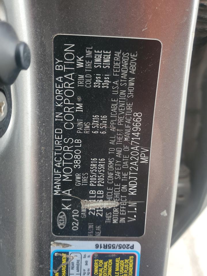 2010 Kia Soul VIN: KNDJT2A20A7149668 Lot: 71842555