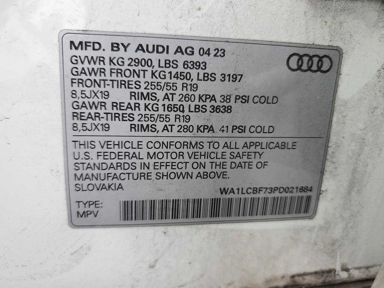 2023 Audi Q7 Premium Plus VIN: WA1LCBF73PD021684 Lot: 81654715
