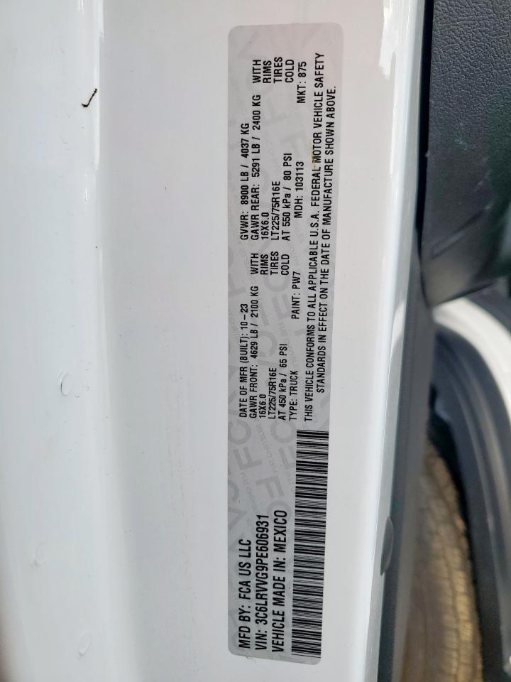 2023 Ram Promaster 2500 2500 Standard VIN: 3C6LRVVG9PE606931 Lot: 69659295