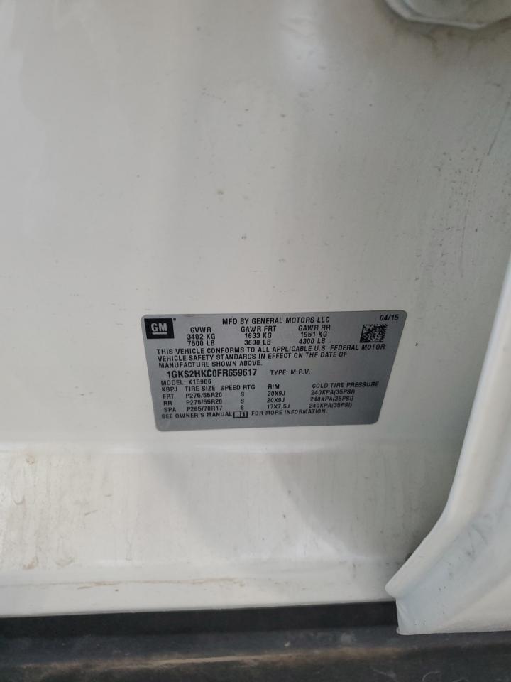 2015 GMC Yukon Xl K1500 Slt VIN: 1GKS2HKC0FR659617 Lot: 83826615