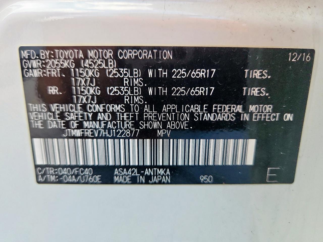 2017 Toyota Rav4 Xle VIN: JTMWFREV7HJ122877 Lot: 81273325