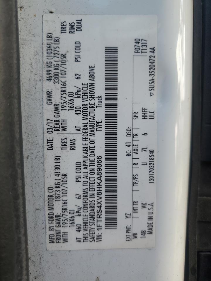 2017 Ford Transit T-350 Hd VIN: 1FTRS4XV8HKA89066 Lot: 70496485