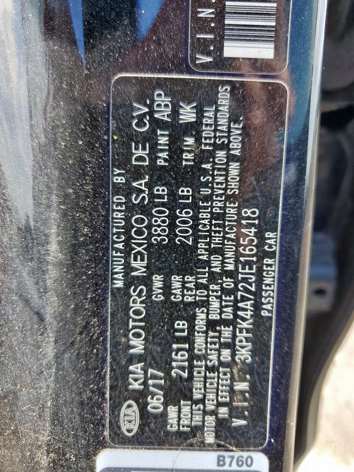 2018 Kia Forte Lx VIN: 3KPFK4A72JE165418 Lot: 84532135