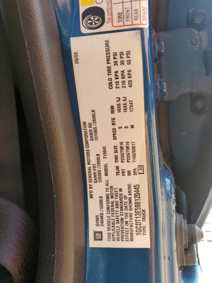 2009 Chevrolet Colorado VIN: 1GCDT13E598120445 Lot: 84710285