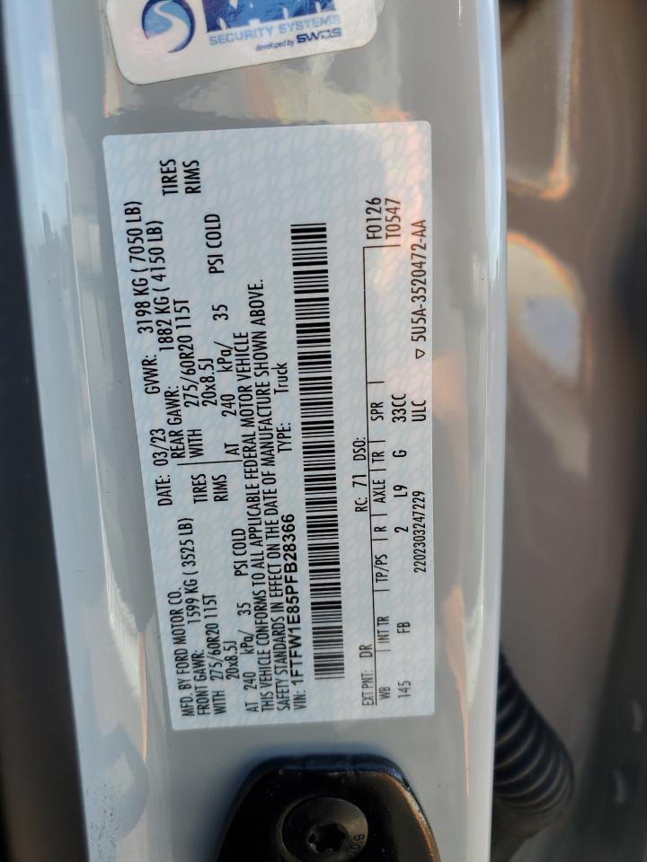 2023 Ford F150 Supercrew VIN: 1FTFW1E85PFB28366 Lot: 81864955