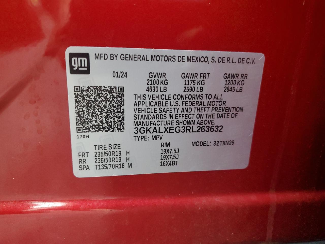 2024 GMC Terrain Denali VIN: 3GKALXEG3RL263632 Lot: 81482505